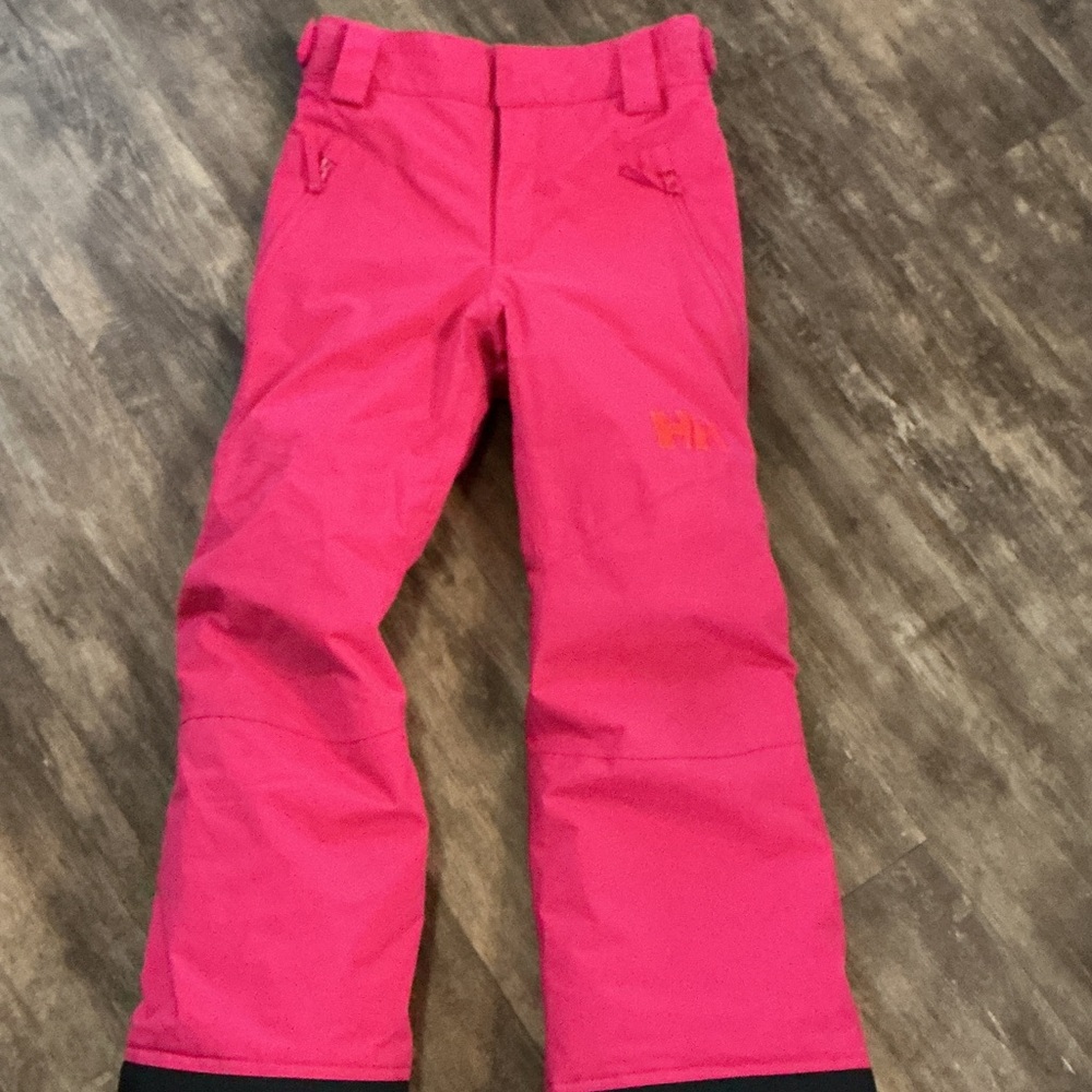 Girls' Bright Pink Snow Ski Pants with Reinforced Hem
